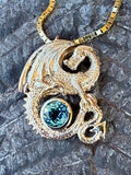 Avalon Dragon Pendant with Gemstone - 14K Gold