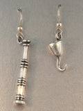 Pirate - Spyglass and Hook Earring Set - Sterling Silver
