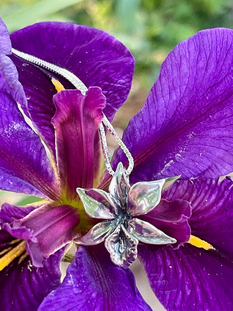 Orchid Charm in Silver