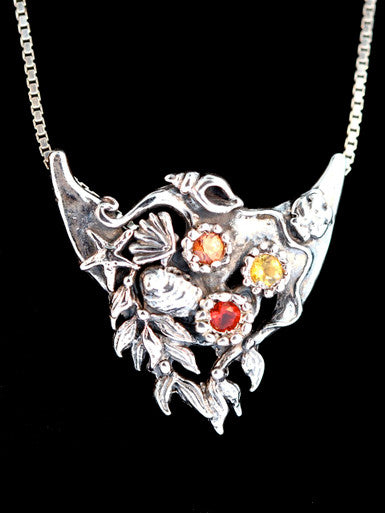 Atlantis Tide Pool Treasure Pendant with Gemstones - Sterling Silver