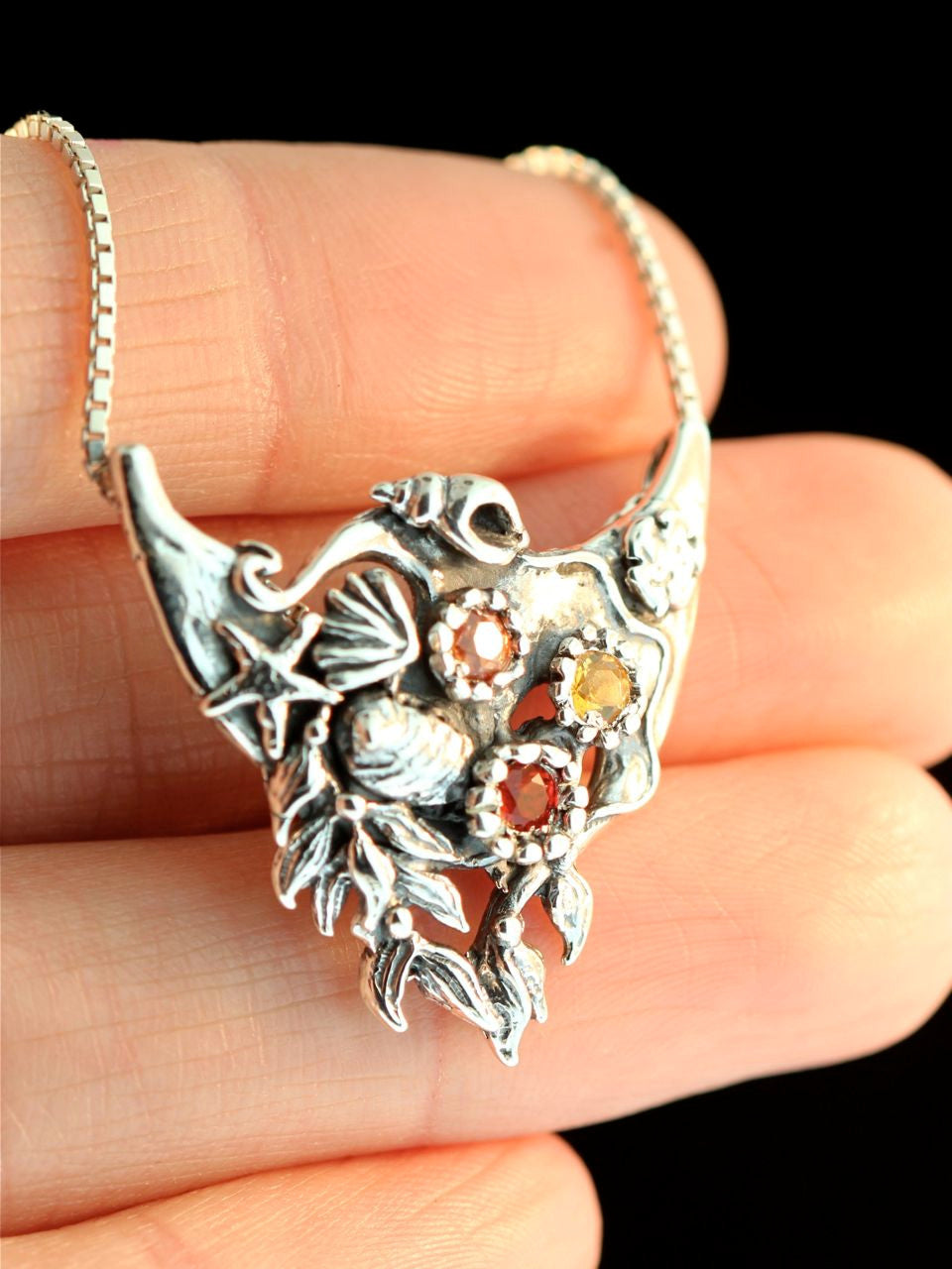Atlantis Treasure Pendant with Mexican opal, orange and yellow sapphires