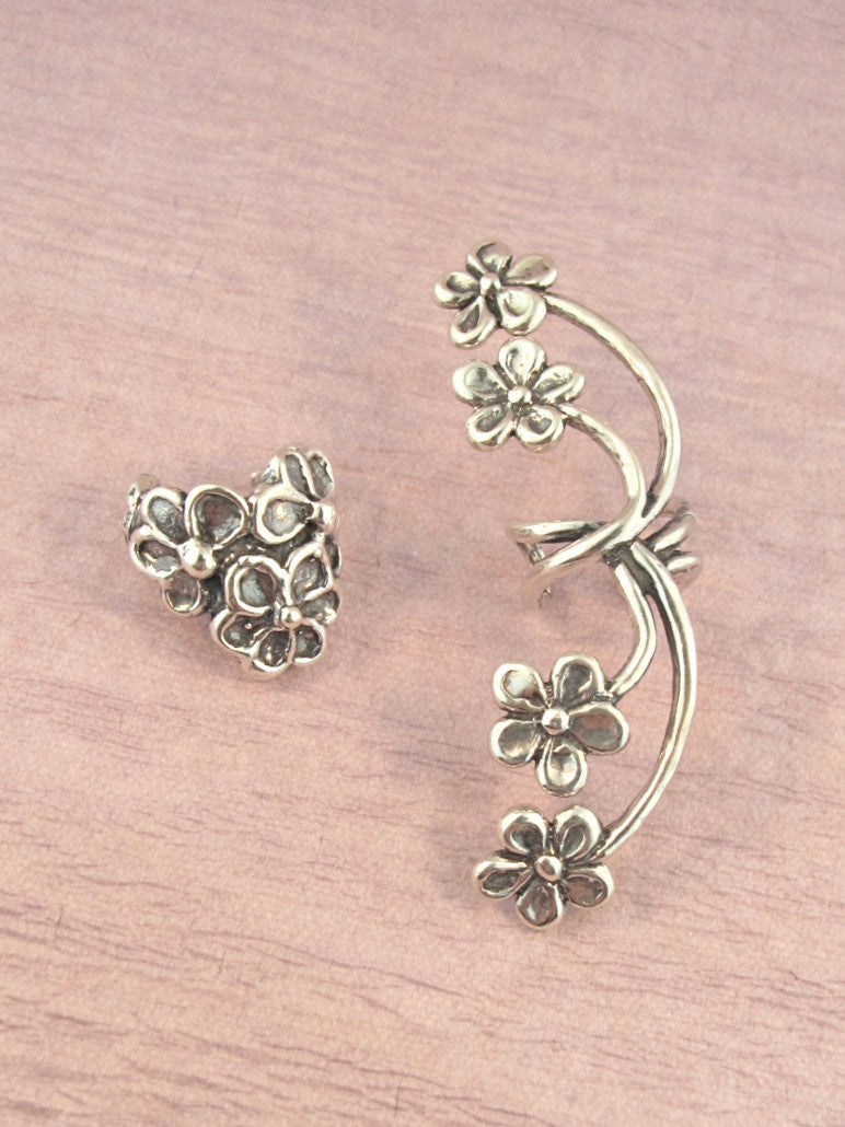 EAR CUFF SPECIAL Flower Ear Cuff Combo Silver - Buy 2 Get 1 Ear Cuff Free