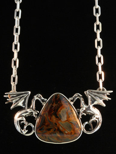 Pietersite Fire Storm Dragon Neckpiece - Sterling Silver