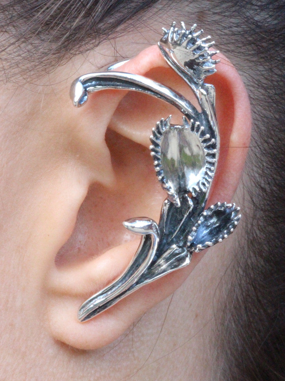 Venus Flytrap Ear Wrap -  Silver