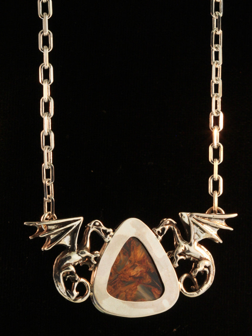 Pietersite Fire Storm Dragon Neckpiece - Silver