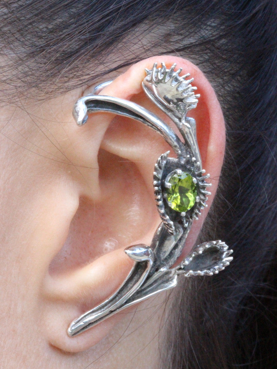 Venus Flytrap Ear Wrap with Peridot