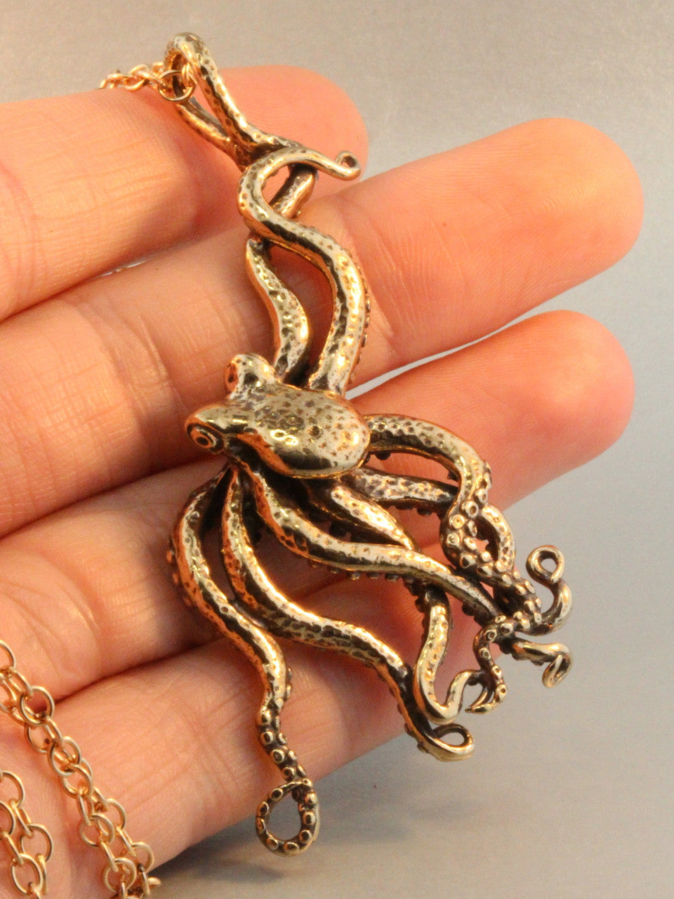 Large Bronze Octopus Pendant - Bronze