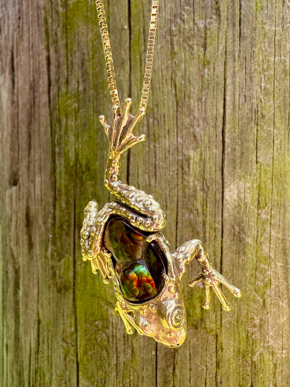Harlequin Tree Frog Pendant in 18K Gold
