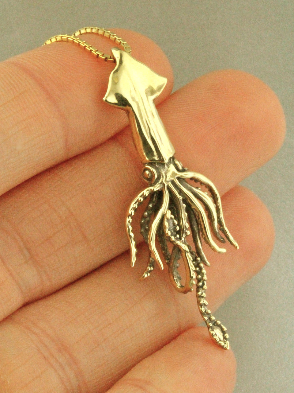 Squid Charm - 14k Gold