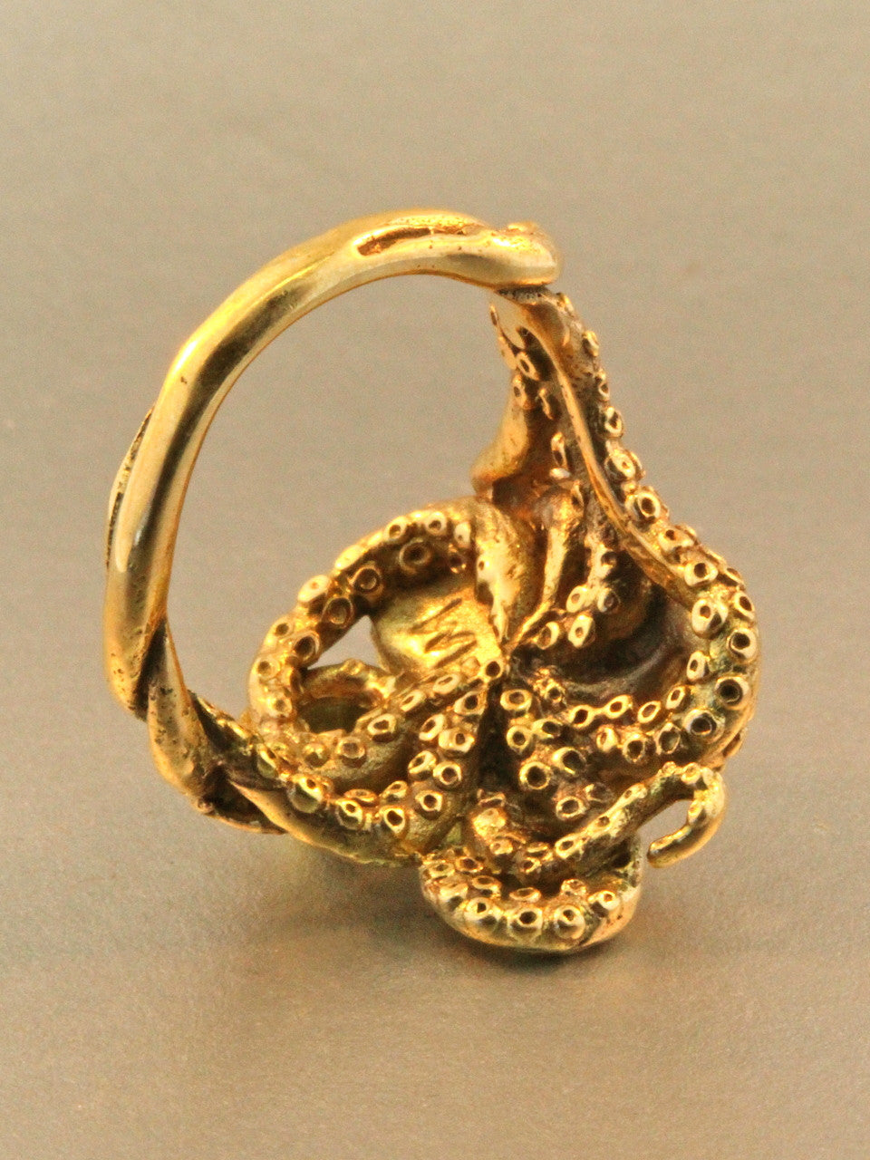 Octopus Ring With Blue Zircon - Solid 14k Gold