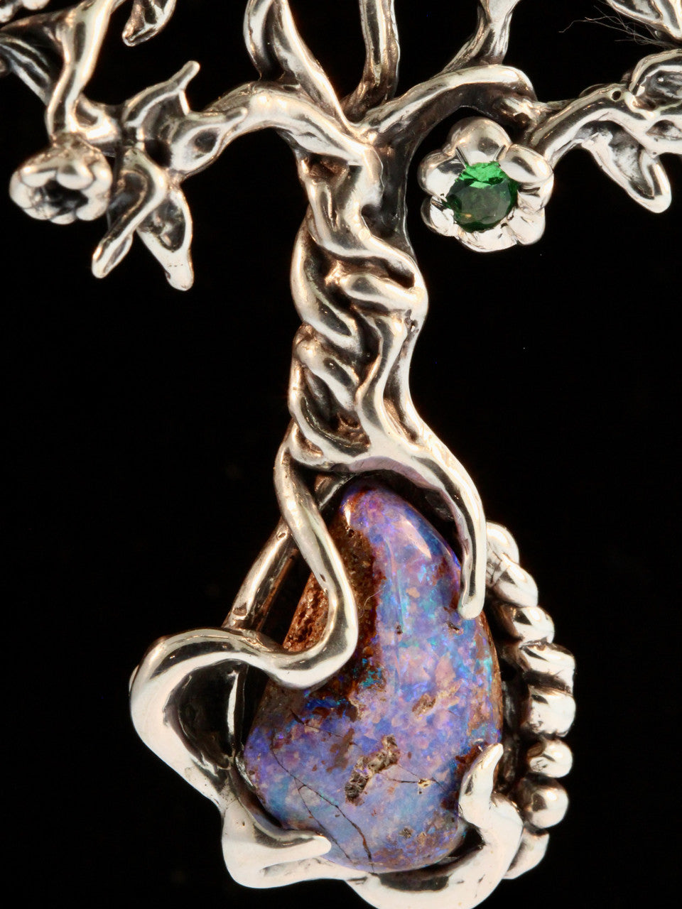 Primeval Forest Tree Pendant #21 Australian Boulder Opal - Silver