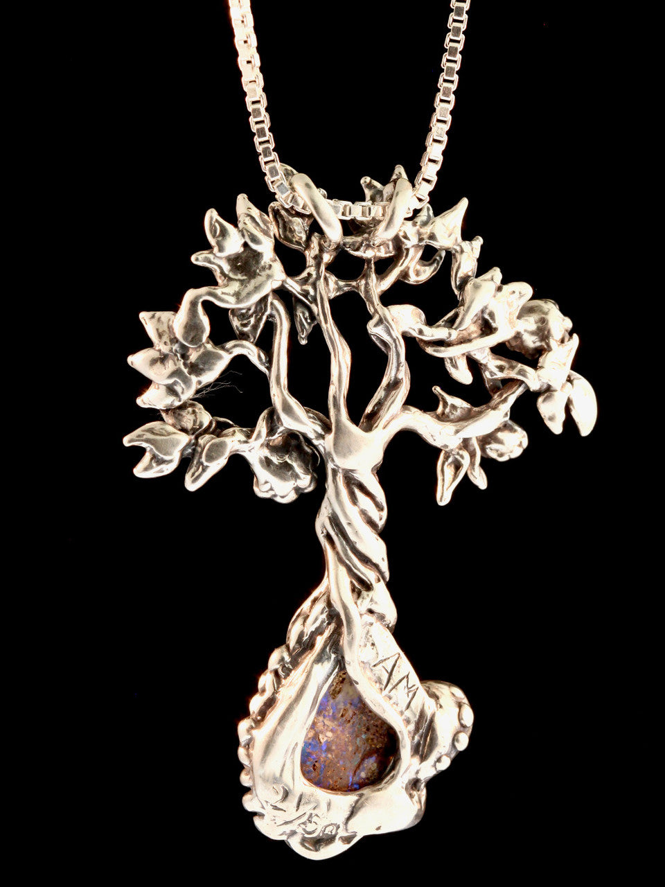 Primeval Forest Tree Pendant #21 Australian Boulder Opal - Silver