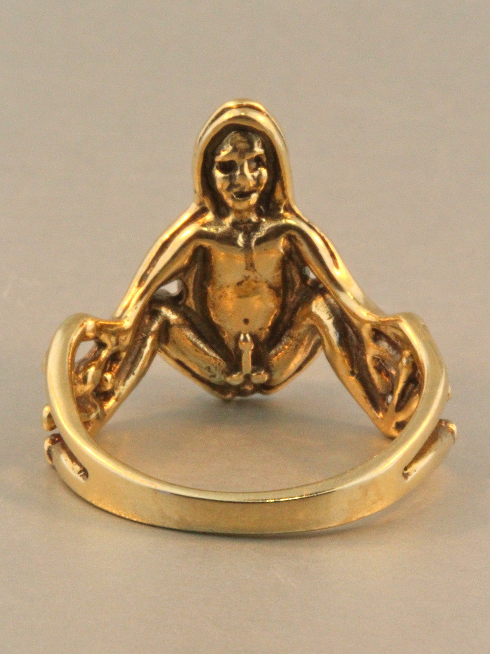 14K gold Enchanted Frog Prince Ring with Tsavorite Crown