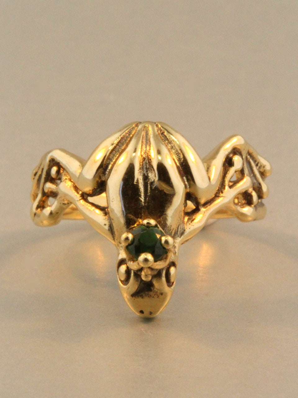 14K gold Enchanted Frog Prince Ring with Tsavorite Crown