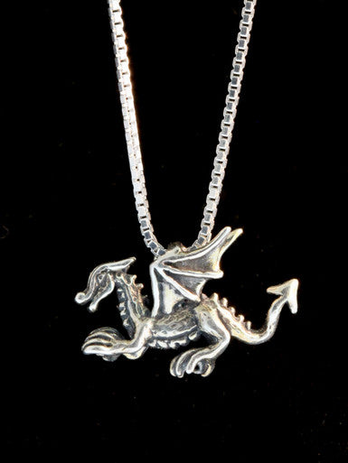 Tiny Welsh Dragon Charm - Sterling Silver