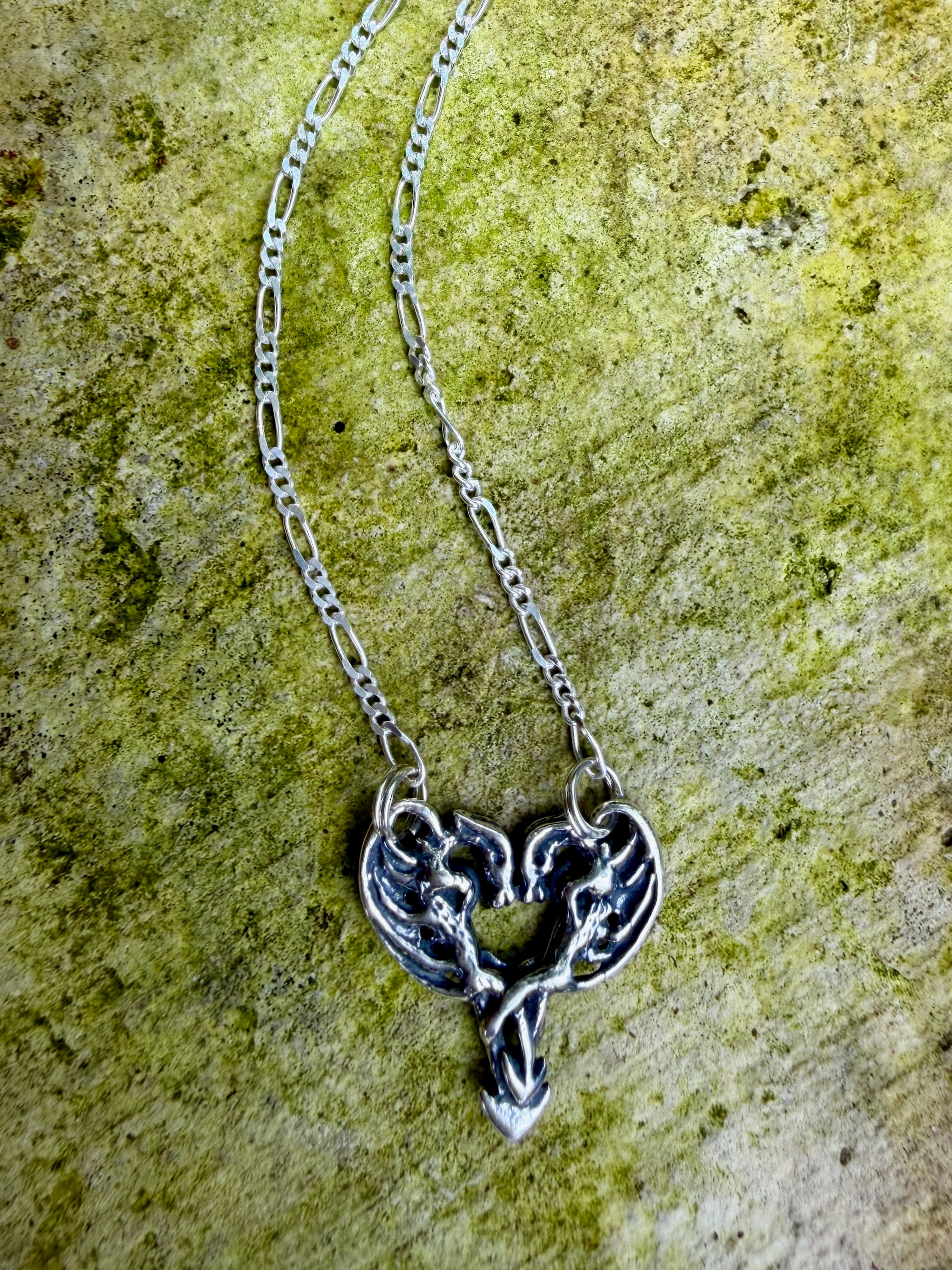 Small Dragon Heart Pendant - Sterling Silver