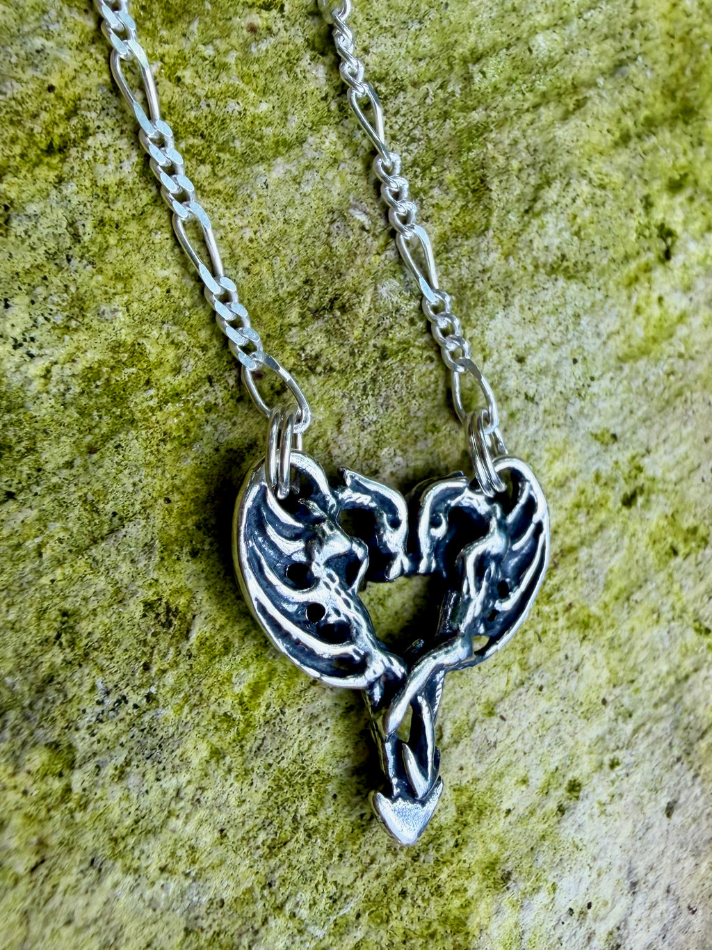 Small Dragon Heart Pendant - Sterling Silver