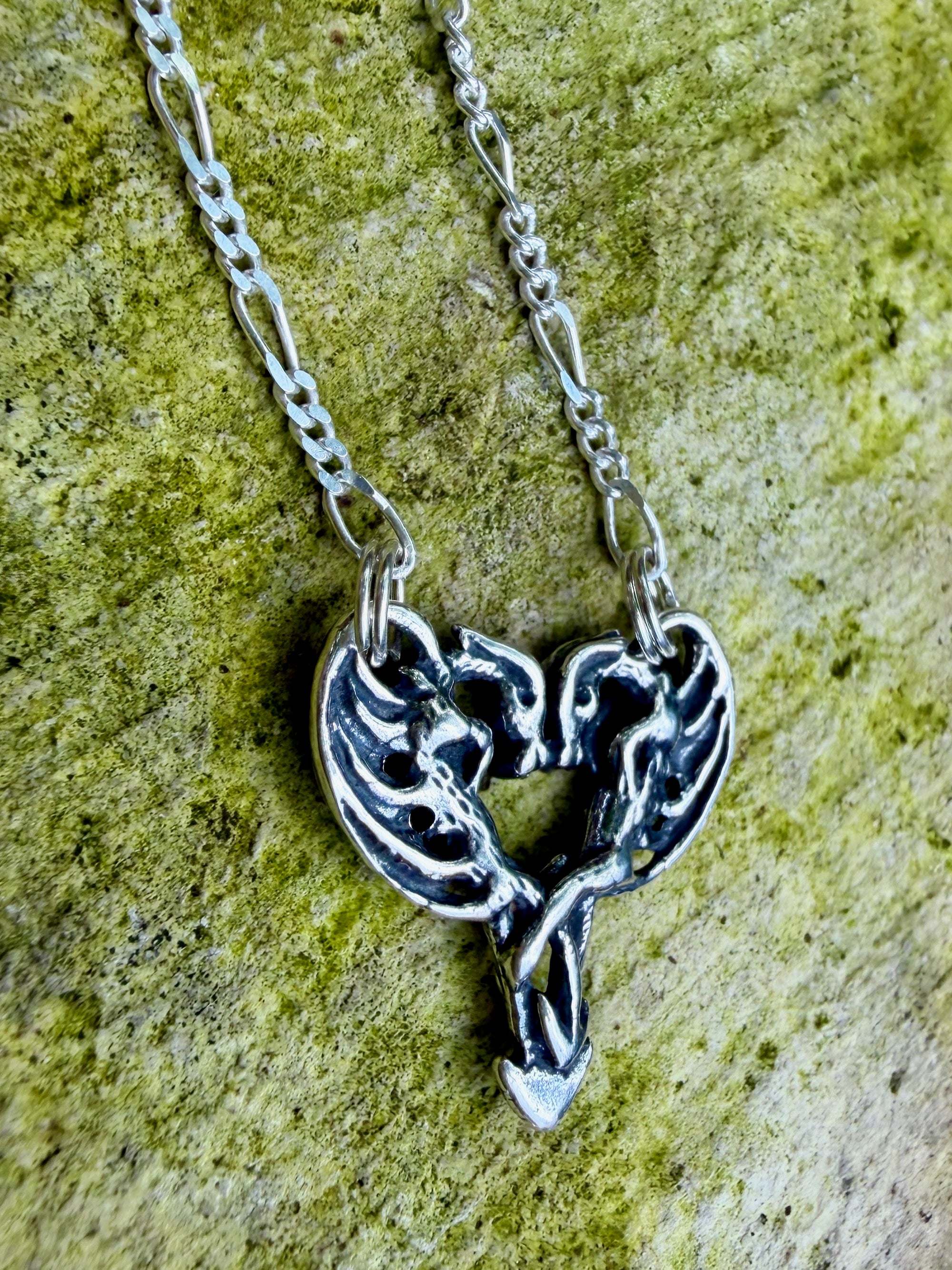 Small Dragon Heart Pendant - Sterling Silver