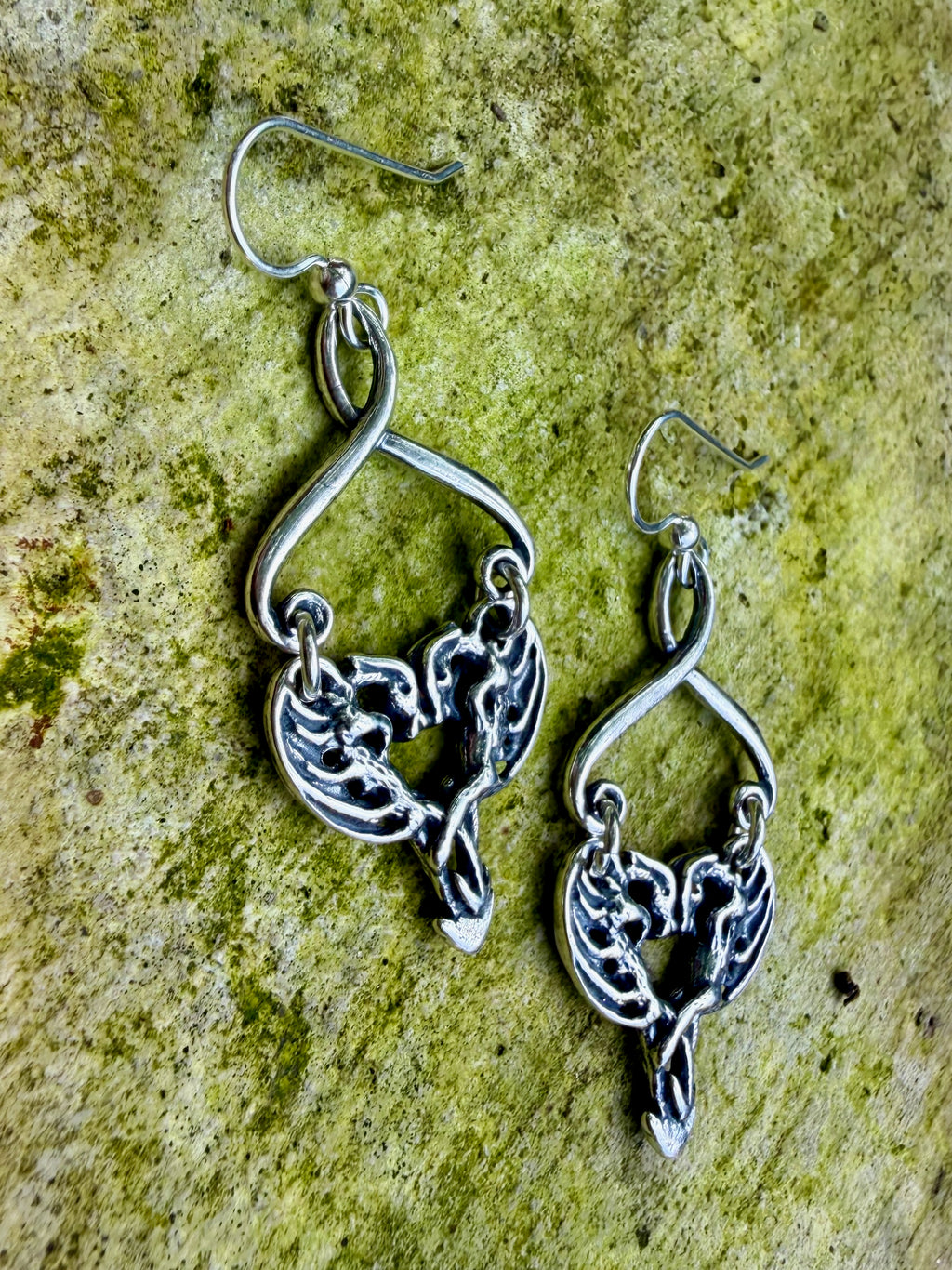 Dragon Heart Earrings - Sterling Silver