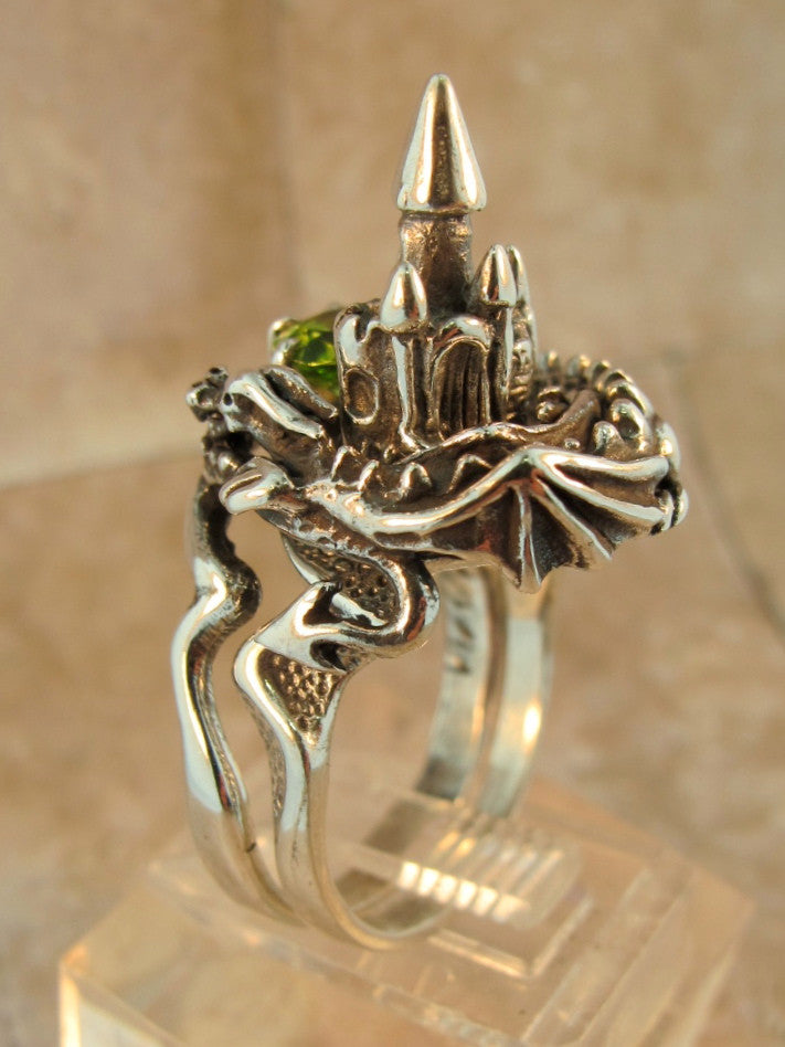Castle Dragon Ring with Peridot - Sterling Silver