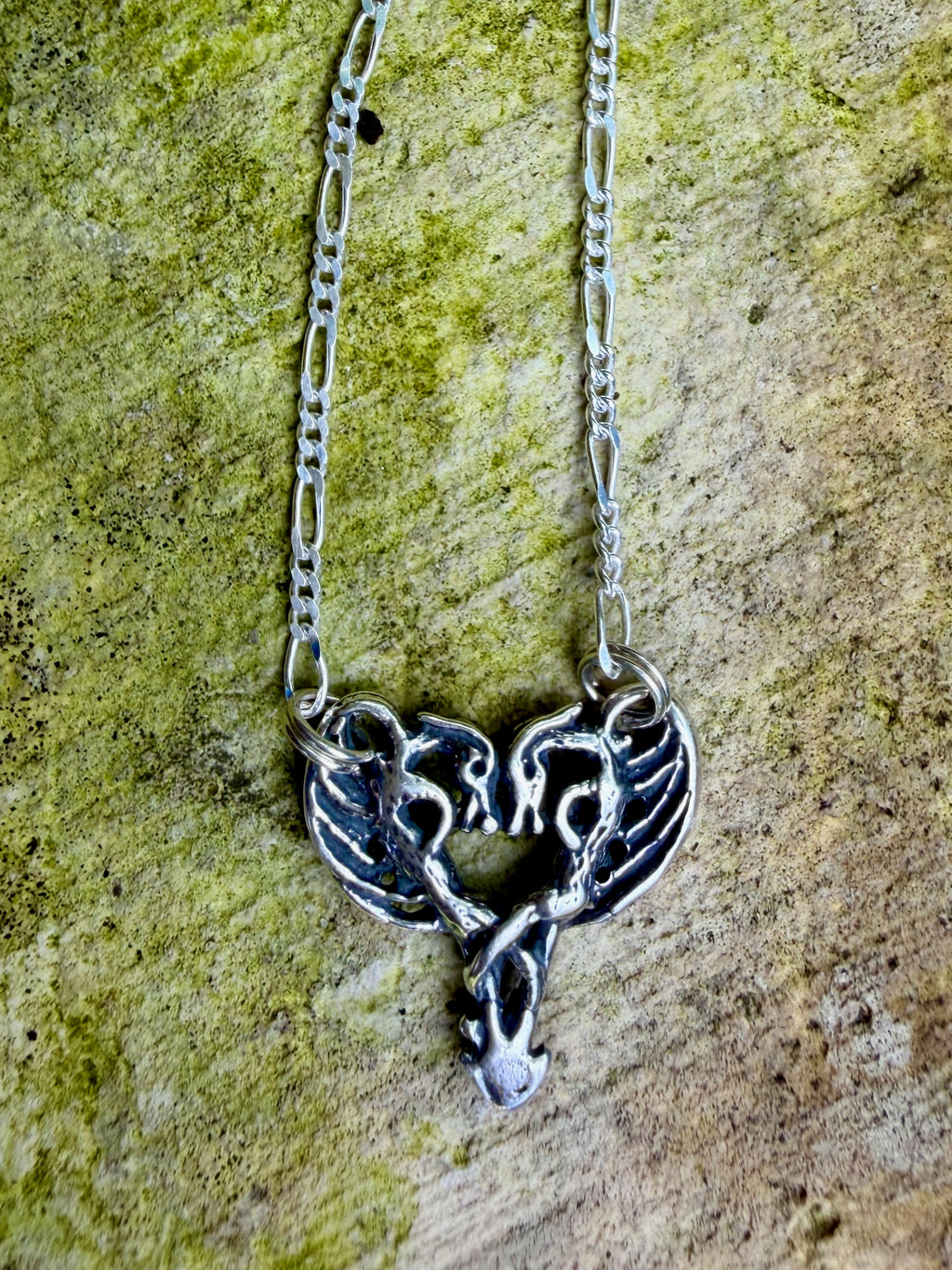 Small Dragon Heart Pendant - Sterling Silver