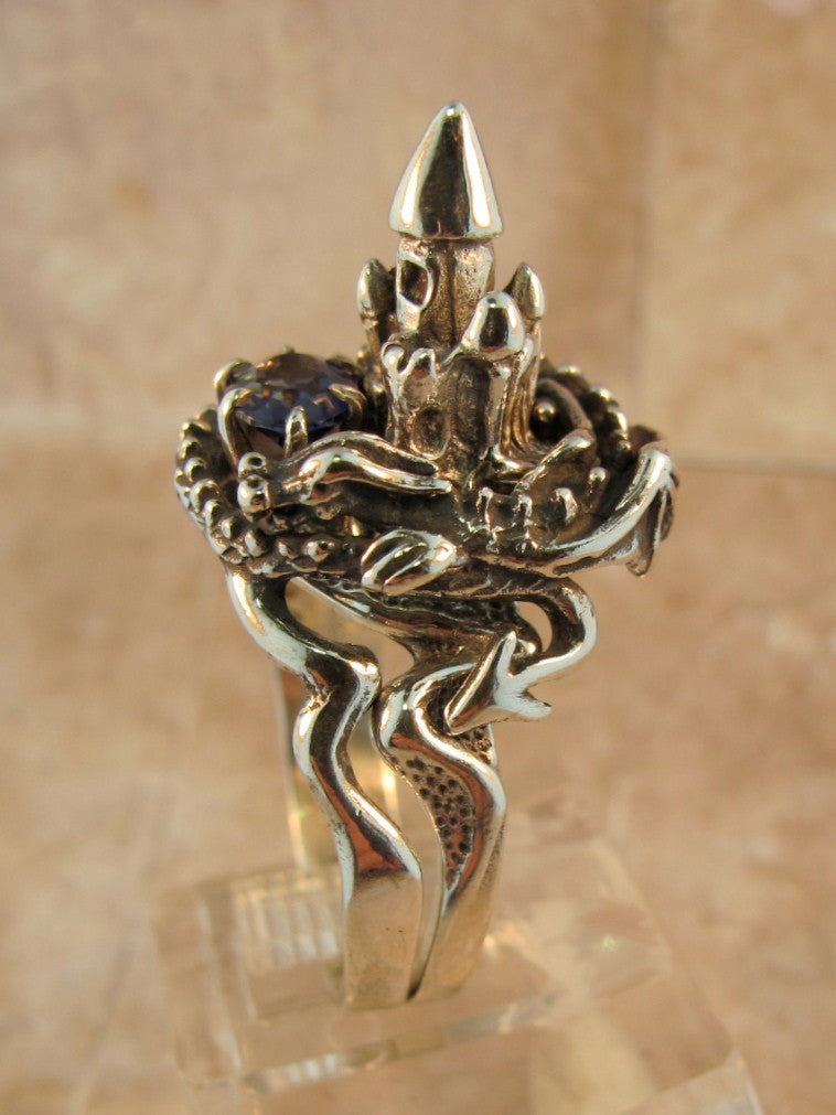 Castle Dragon Ring with Iolite - Sterling Silver