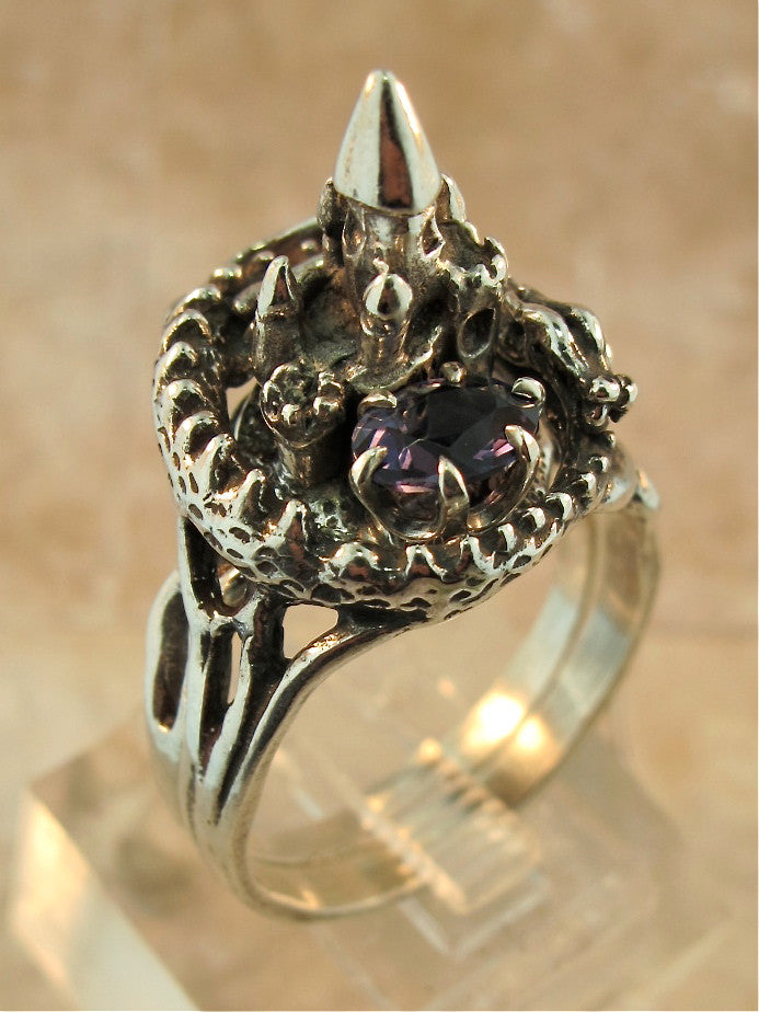 Castle Dragon Ring with Iolite - Sterling Silver