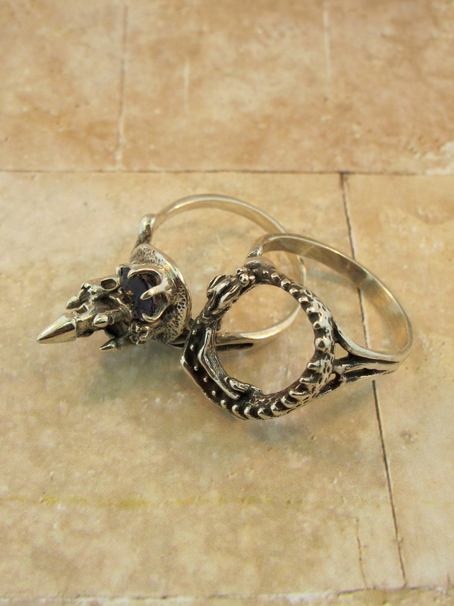 Castle Dragon Ring with Iolite - Sterling Silver