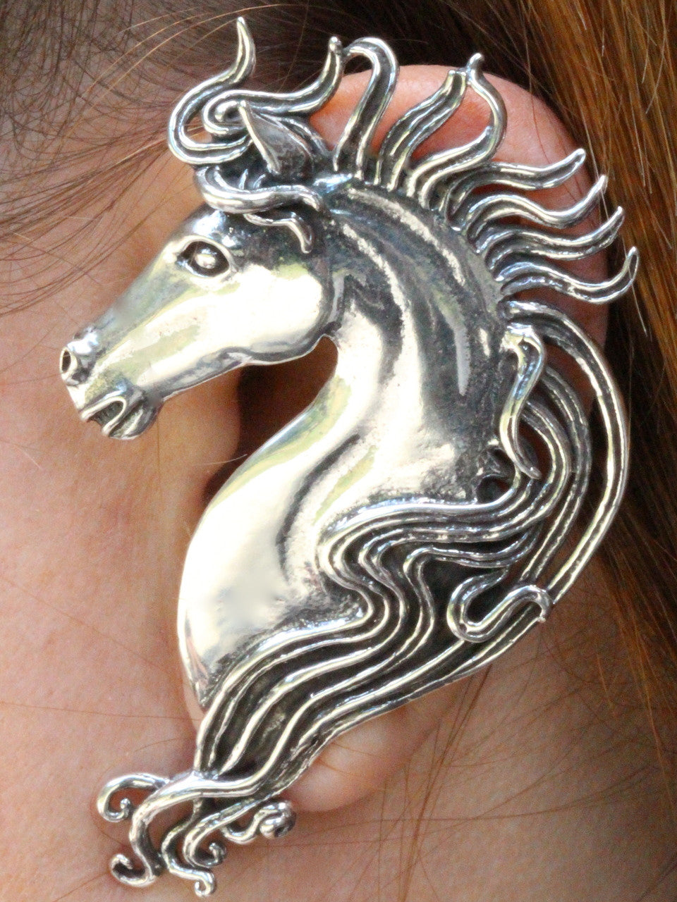 Spirit Horse Ear Wrap in Silver