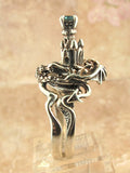 Castle Dragon Ring with Gemstone Turret - Sterling Silver