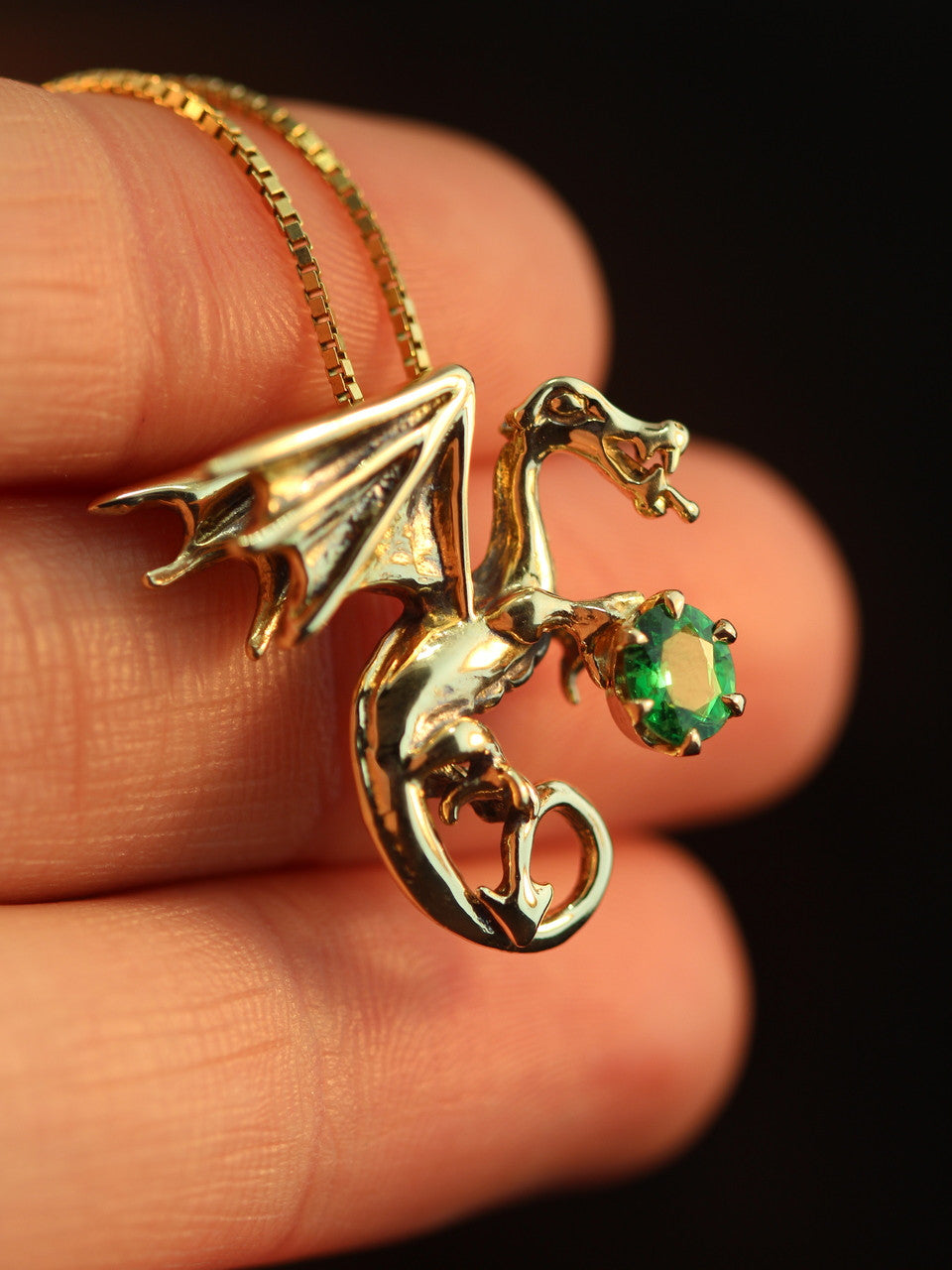 Fire Dragon Pendant with Emerald