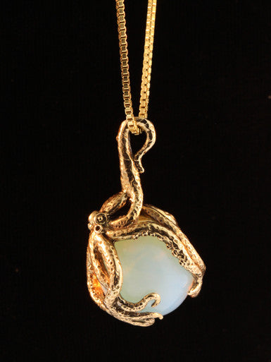 Octopus Orb with Opalite - Solid 14k Gold