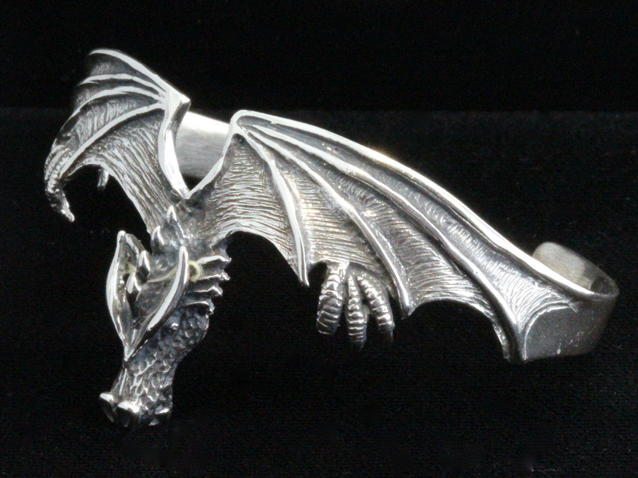 Gothic Dragon Cuff Bracelet - Sterling Silver