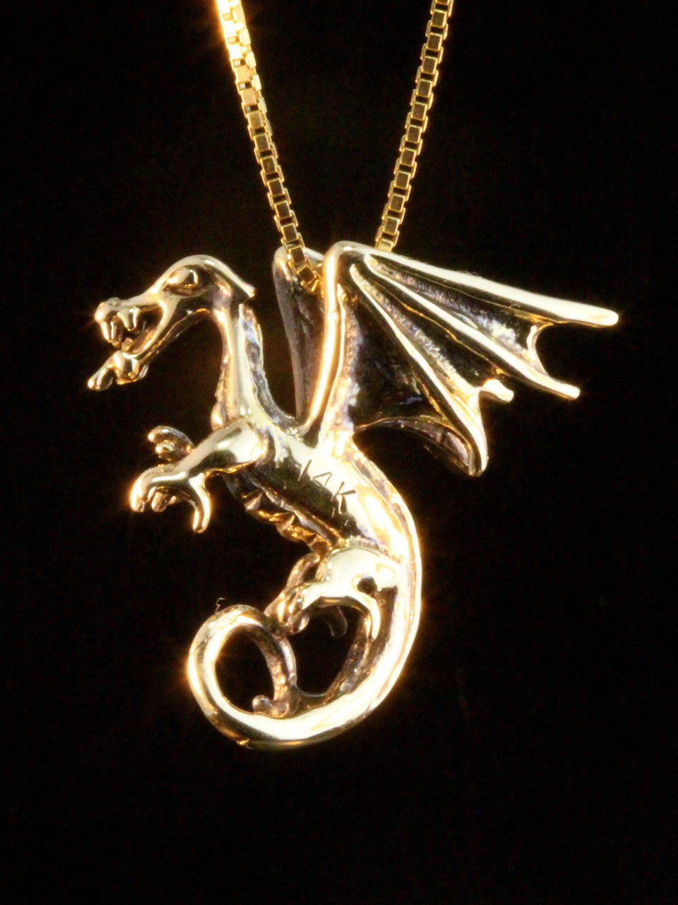 Gold Fire Dragon Charm - 14k Gold