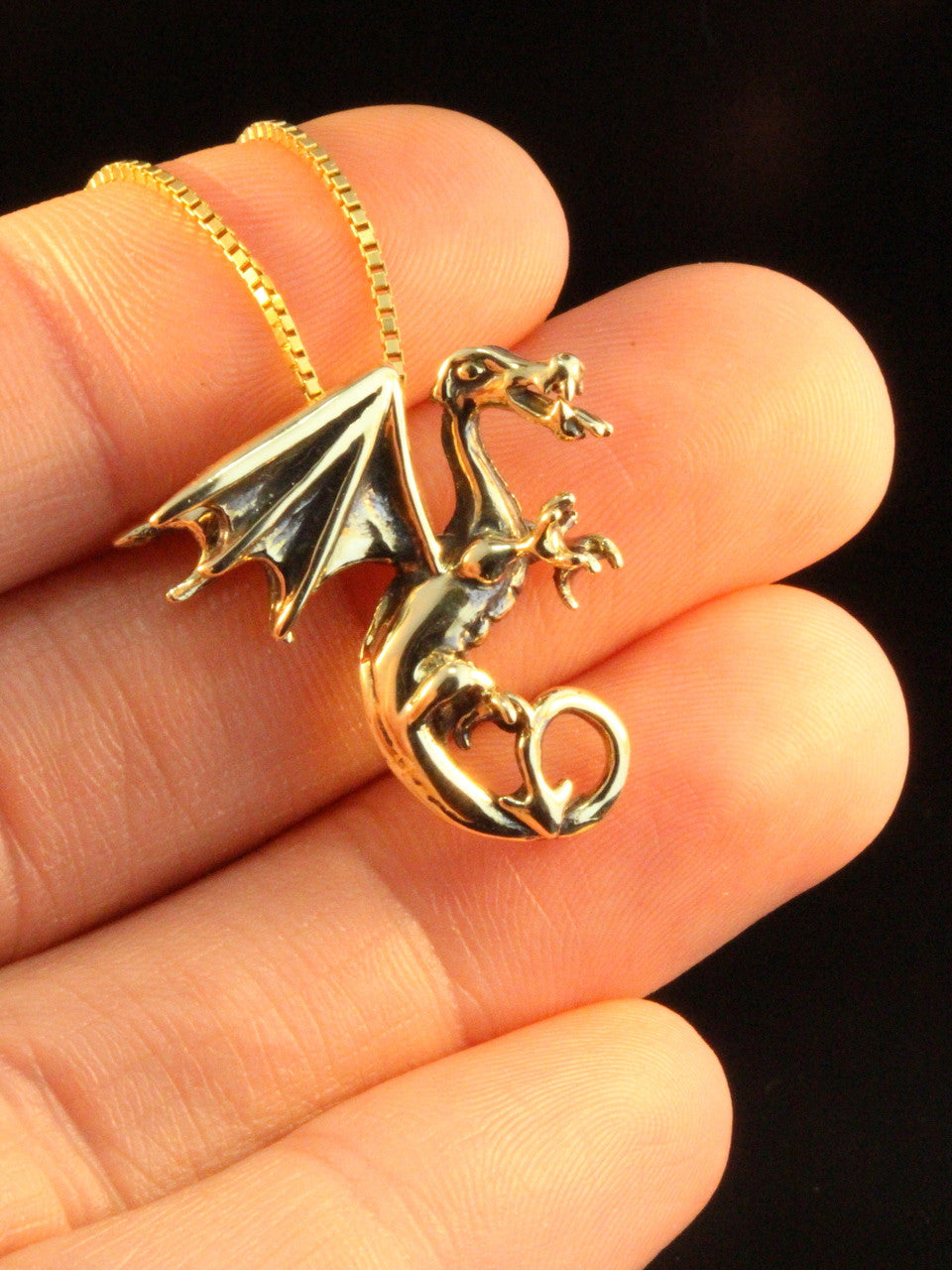 Gold Fire Dragon Charm - 14k Gold