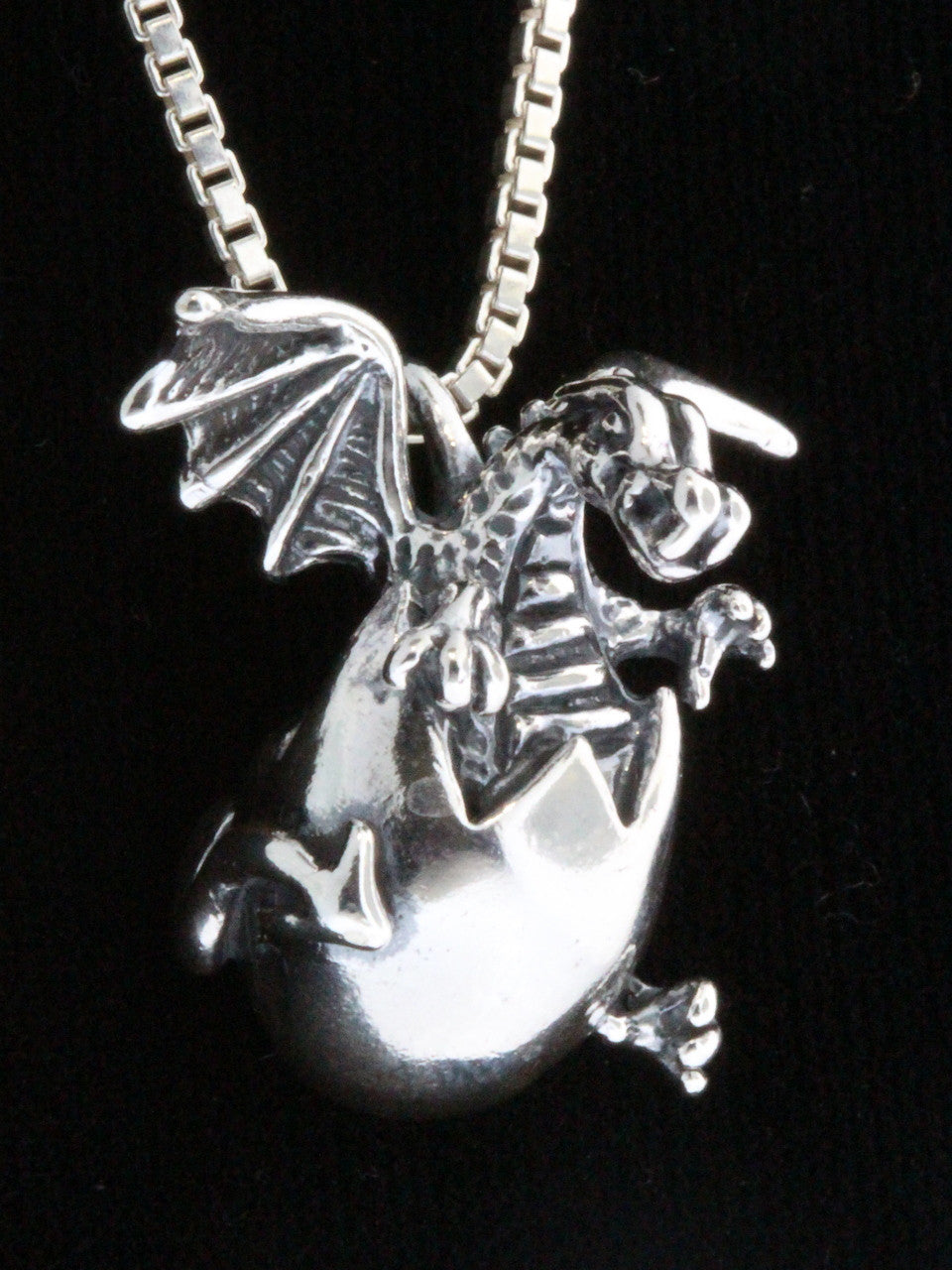 Large Hatchling Dragon Pendant - Silver