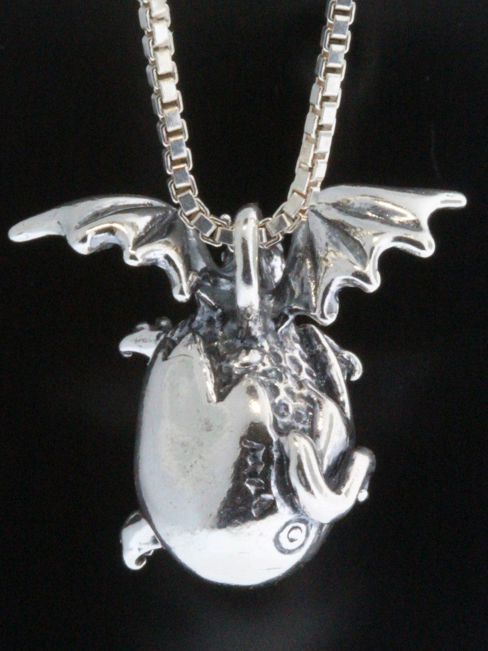 Large Hatchling Dragon Pendant - Silver