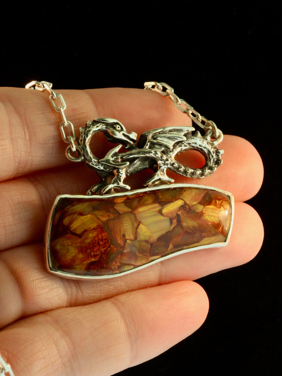 Pietersite - Dune Infinity Dragon Neckpiece - Silver