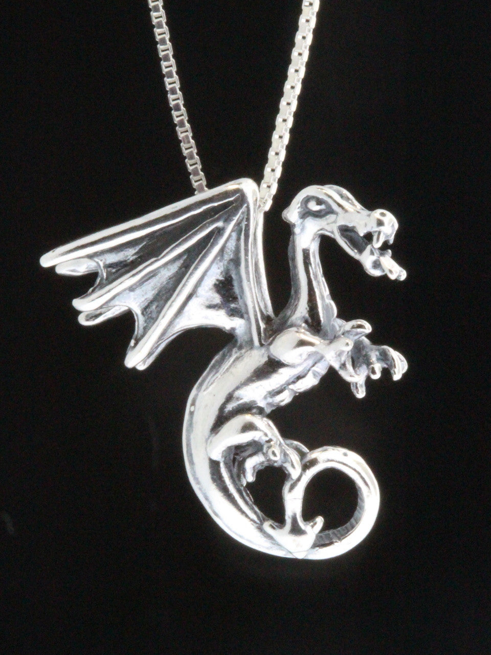 Fire Dragon Pendant - Silver