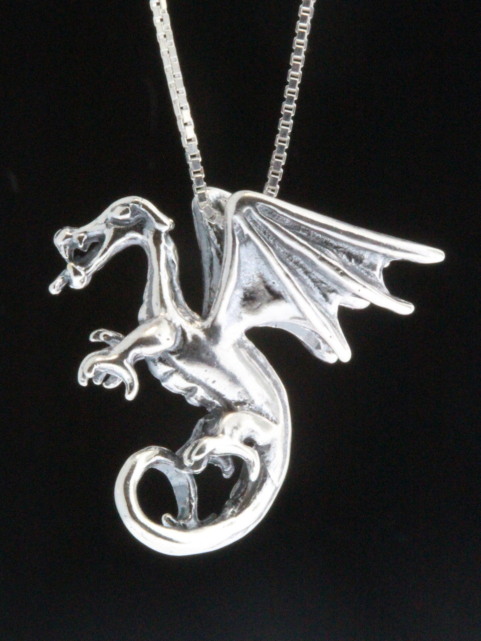 Fire Dragon Pendant - Silver