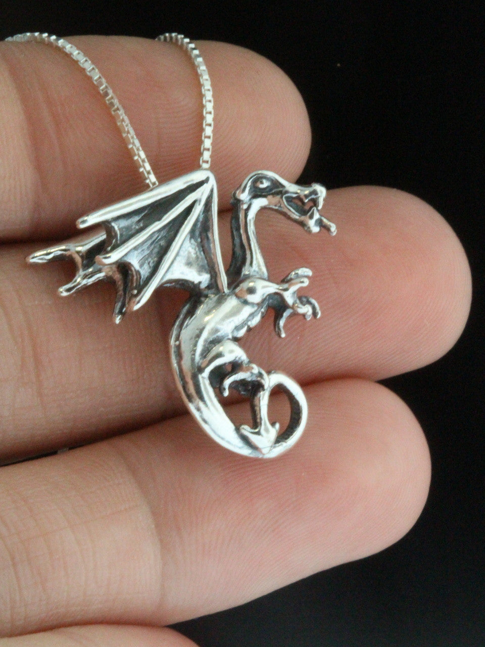 Fire Dragon Pendant - Silver