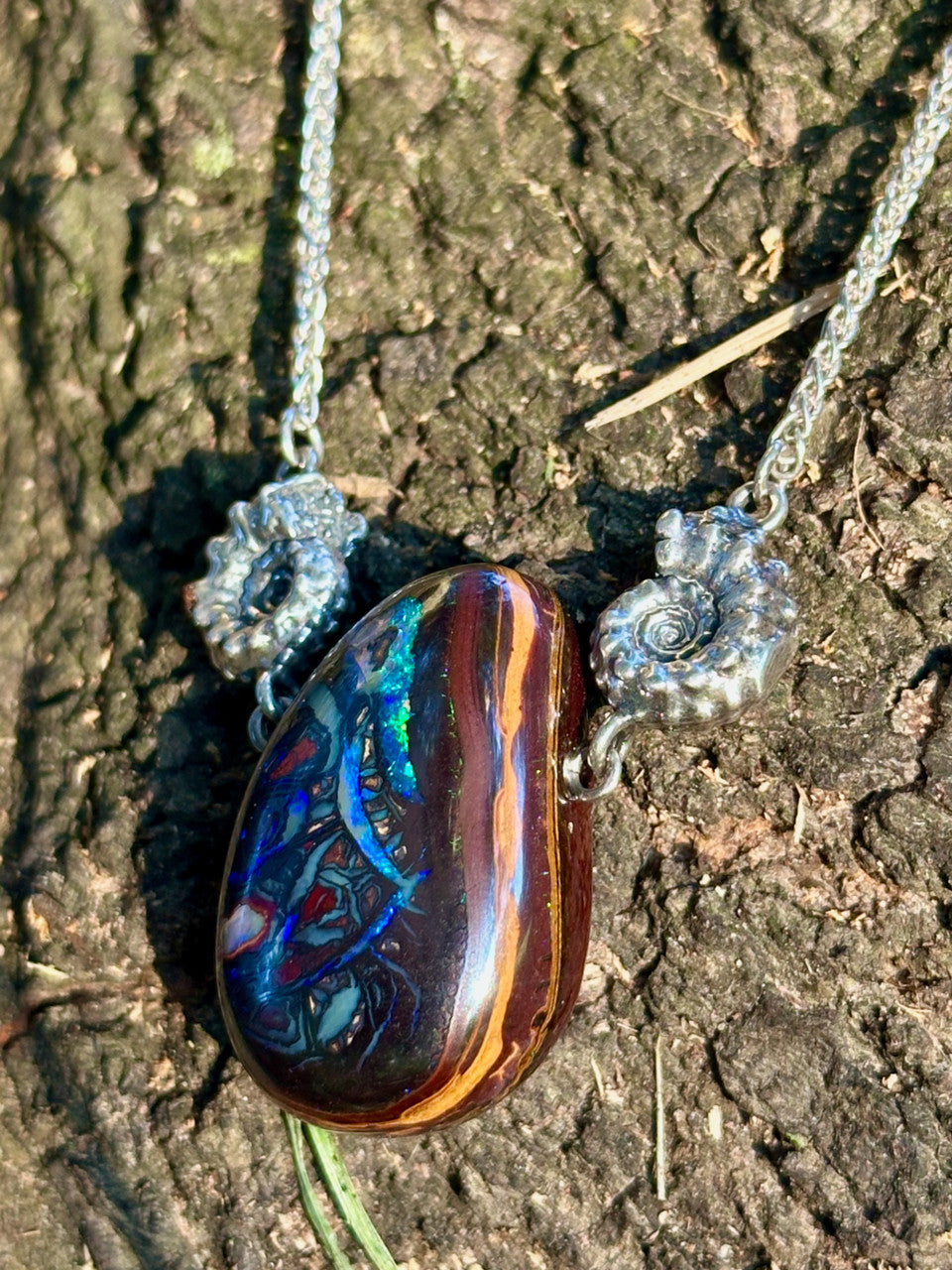 Queensland Crevasse Australian Boulder Opal with Ammonites
