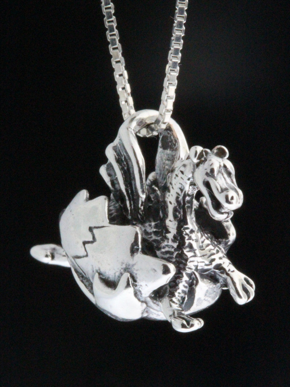 Small Hatching Dragon Charm - Silver