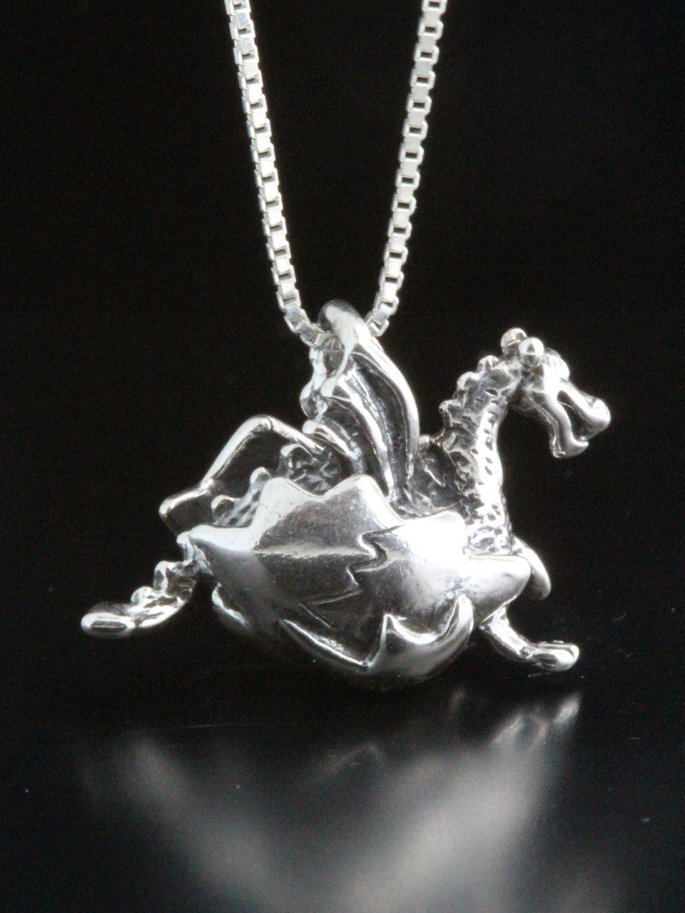 Small Hatching Dragon Charm - Silver