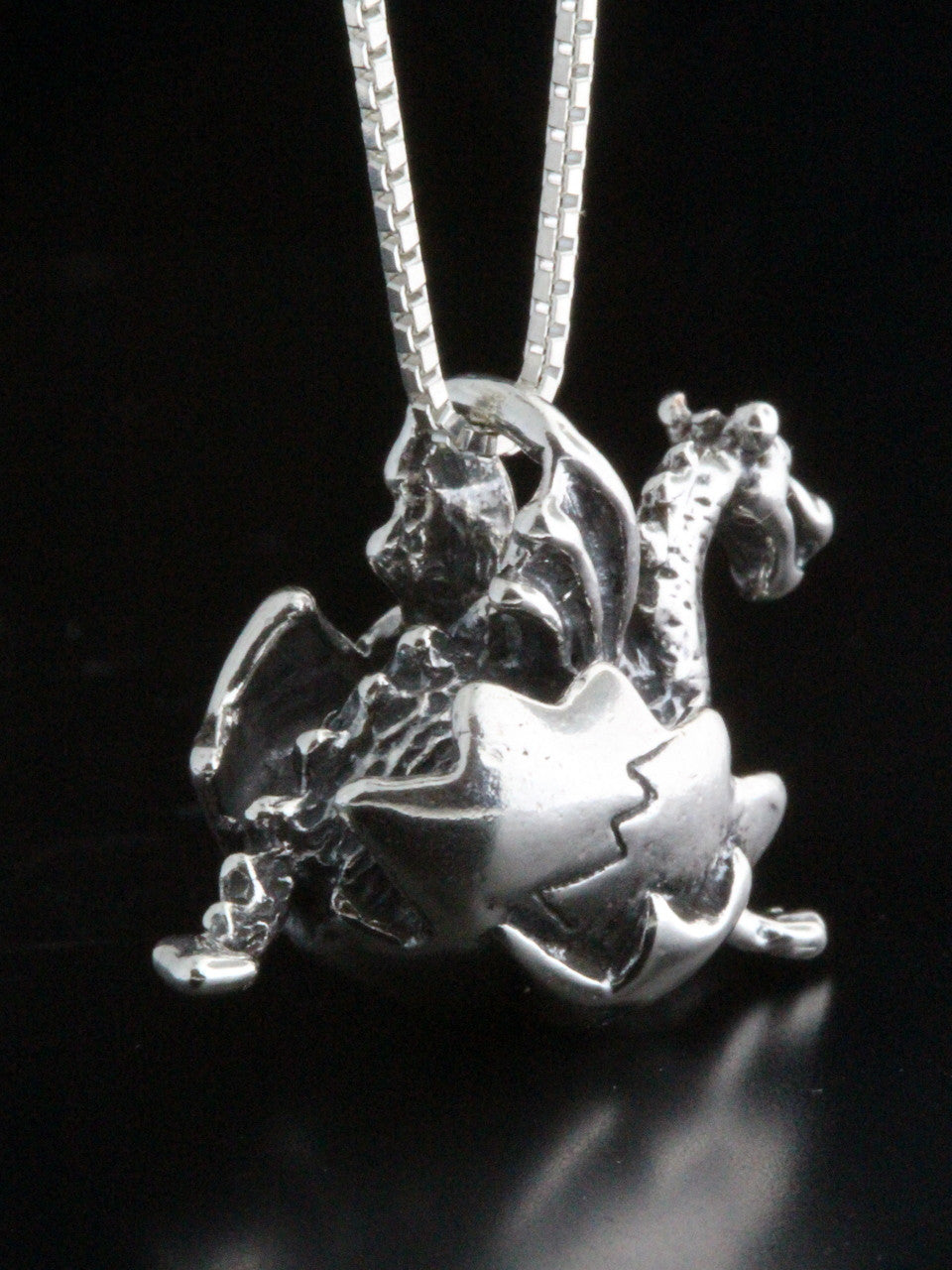 Small Hatching Dragon Charm - Silver