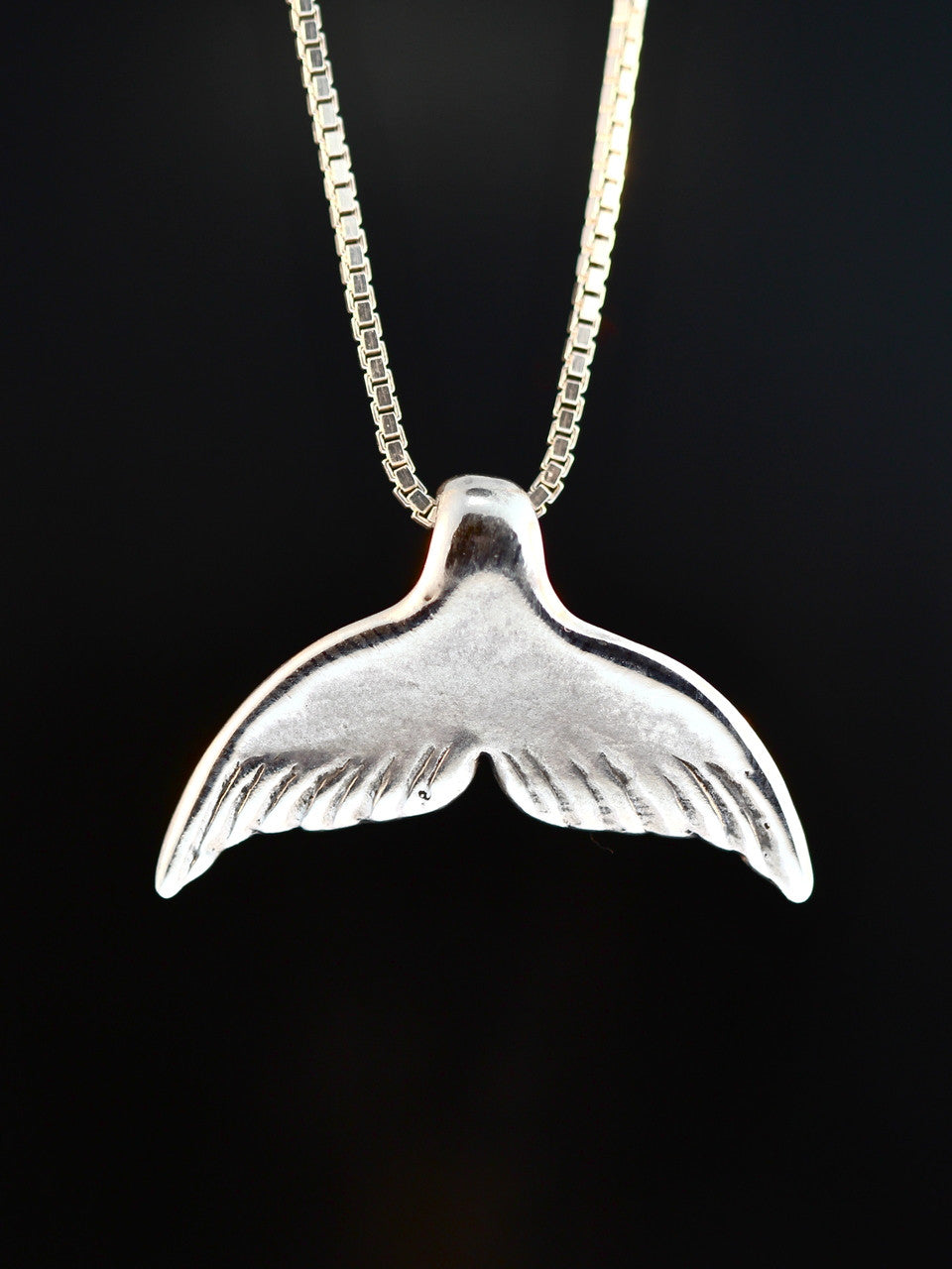 Whale Tail Charm Pendant - Sterling Silver