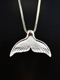 Whale Tail Charm Pendant - Sterling Silver