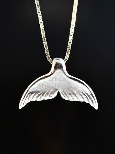Whale Tail Charm Pendant - Sterling Silver