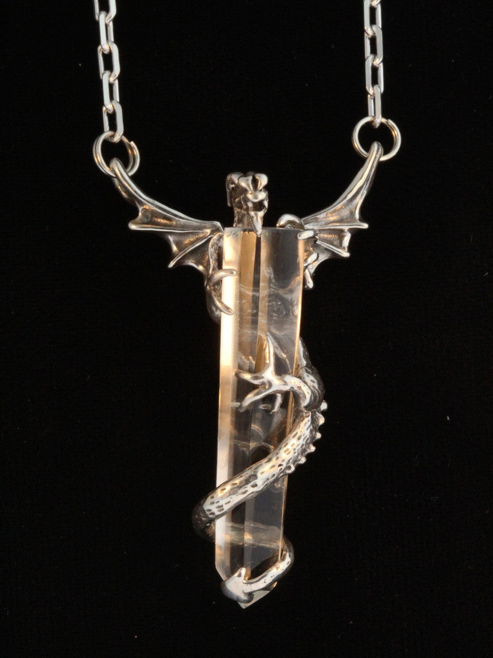 Vintage Crystal Dragon Pendant - Sterling Silver