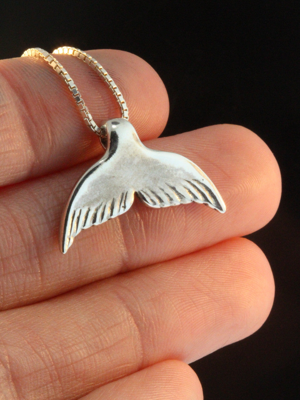 Whale Tail Charm Pendant - Sterling Silver